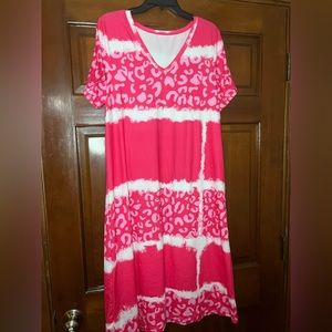 Pink Cheetah Print Dress Large